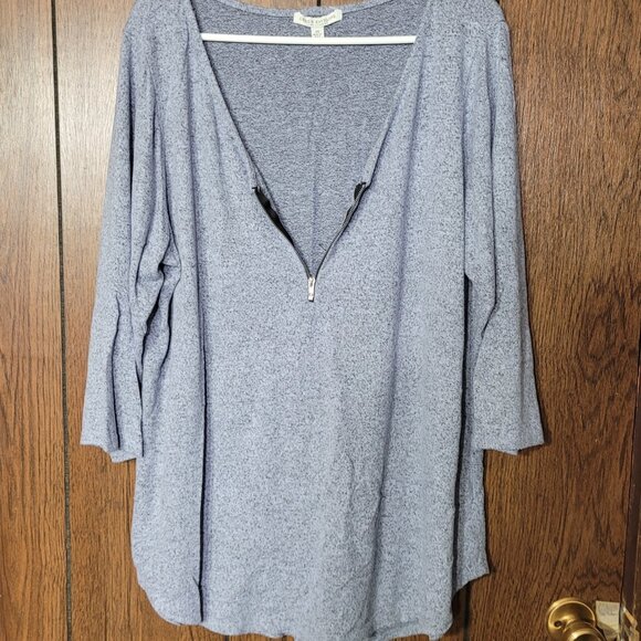 Green Envelope Los Angeles Women's 2X Blue Zip-Front Top โ Rayon Blend, Made USA - Picture 4 of 7